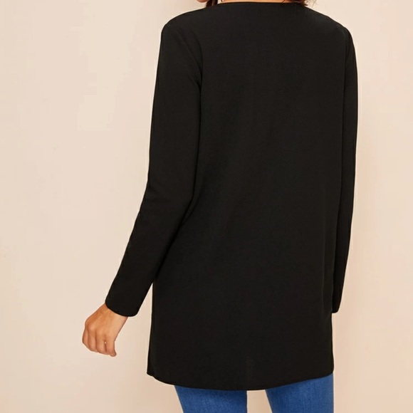 Mid length coat pockets business minimalist WHITE - Picture 10 of 11